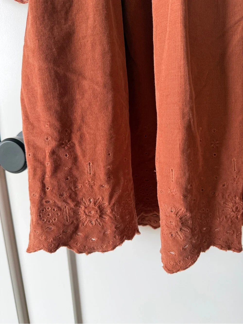 Madewell Cotton Corduroy Embroidered Square-Neck Mini Dress Medium - Picture 3 of 9